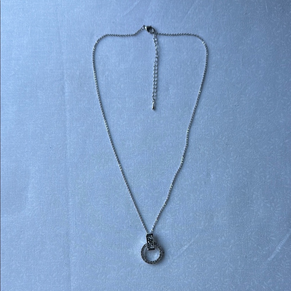 Sophisticated Silver colored Circle‎ Pendant Necklace